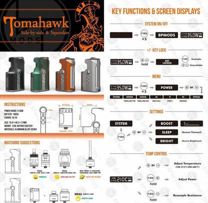 BP Mods Tomahawk SBS 60W Squonk Mod